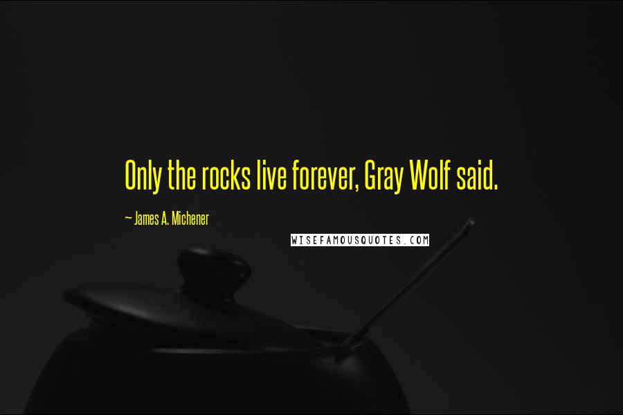 James A. Michener Quotes: Only the rocks live forever, Gray Wolf said.
