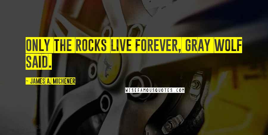 James A. Michener Quotes: Only the rocks live forever, Gray Wolf said.