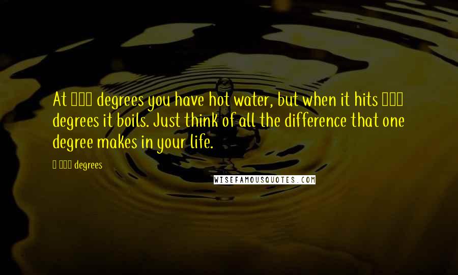 212 Degrees Quotes: At 211 degrees you have hot water, but when it hits 212 degrees it boils. Just think of all the difference that one degree makes in your life.