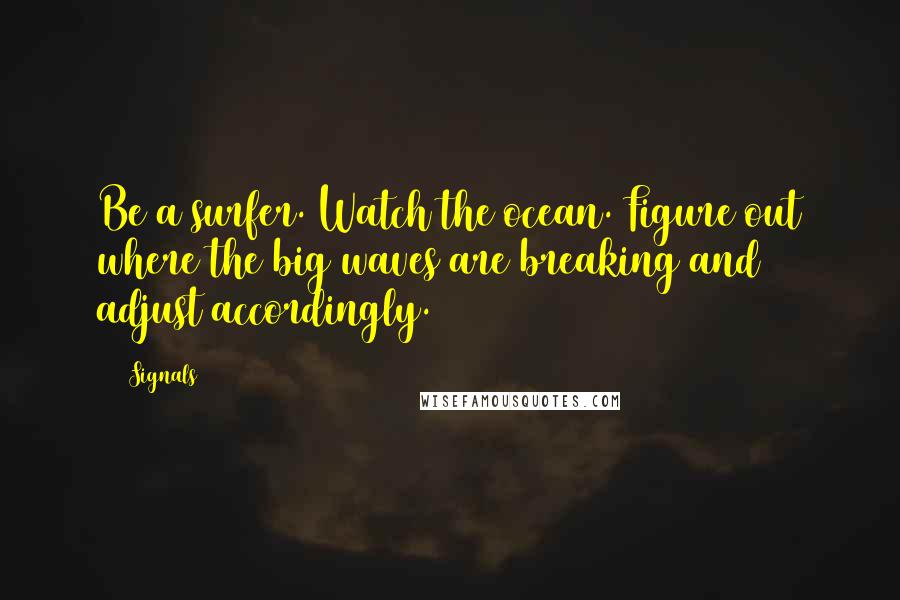 37 Signals Quotes: Be a surfer. Watch the ocean. Figure out where the big waves are breaking and adjust accordingly.