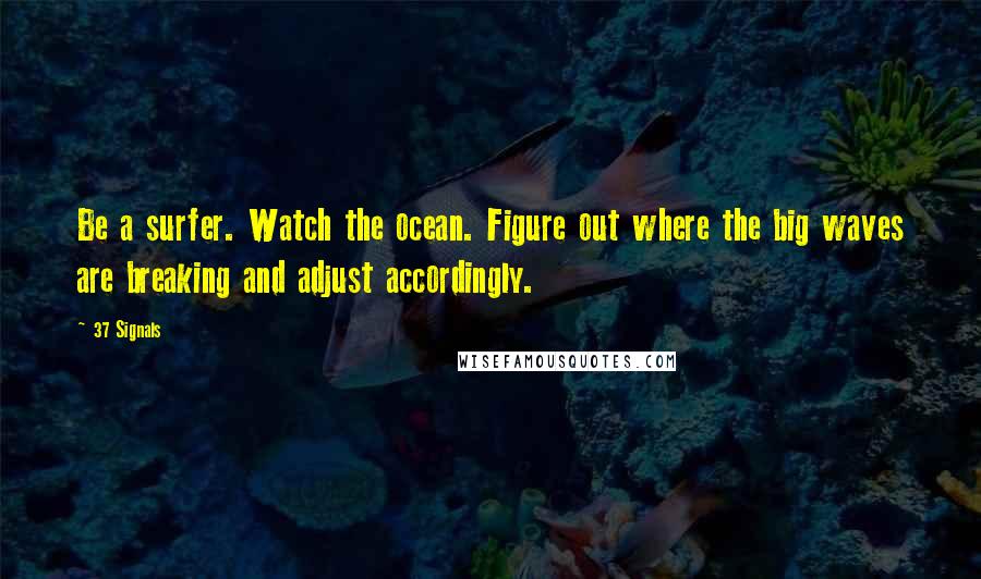 37 Signals Quotes: Be a surfer. Watch the ocean. Figure out where the big waves are breaking and adjust accordingly.