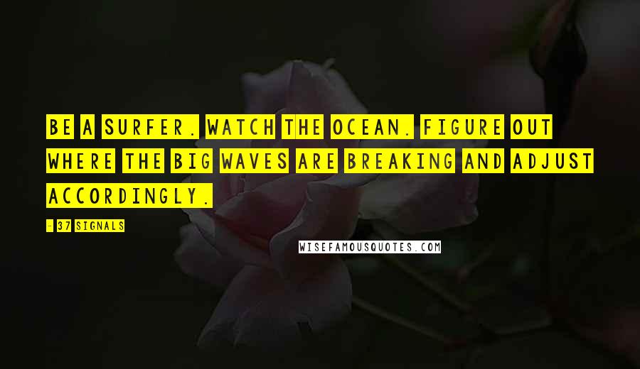 37 Signals Quotes: Be a surfer. Watch the ocean. Figure out where the big waves are breaking and adjust accordingly.