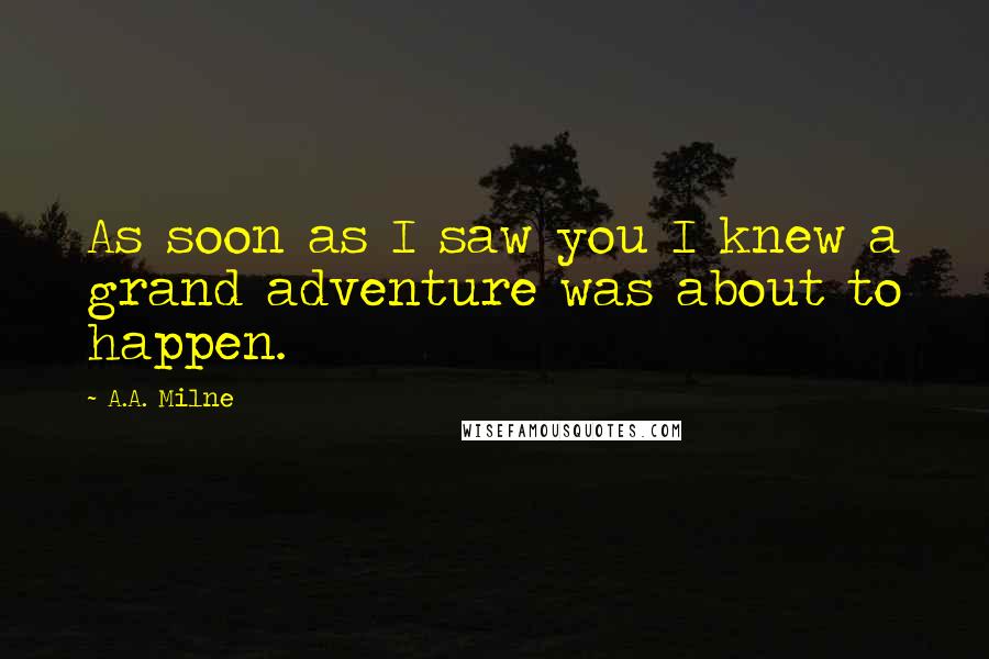 A.A. Milne Quotes: As soon as I saw you I knew a grand adventure was about to happen.