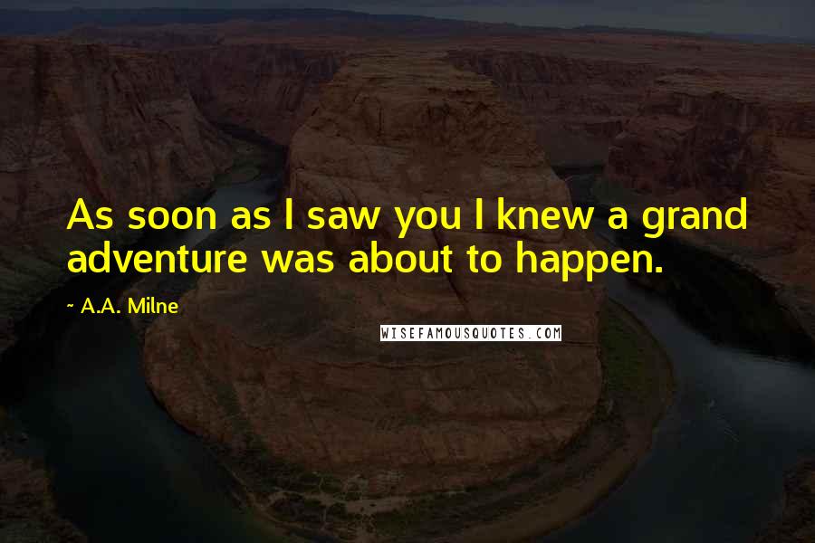 A.A. Milne Quotes: As soon as I saw you I knew a grand adventure was about to happen.