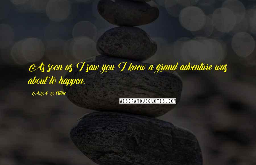A.A. Milne Quotes: As soon as I saw you I knew a grand adventure was about to happen.