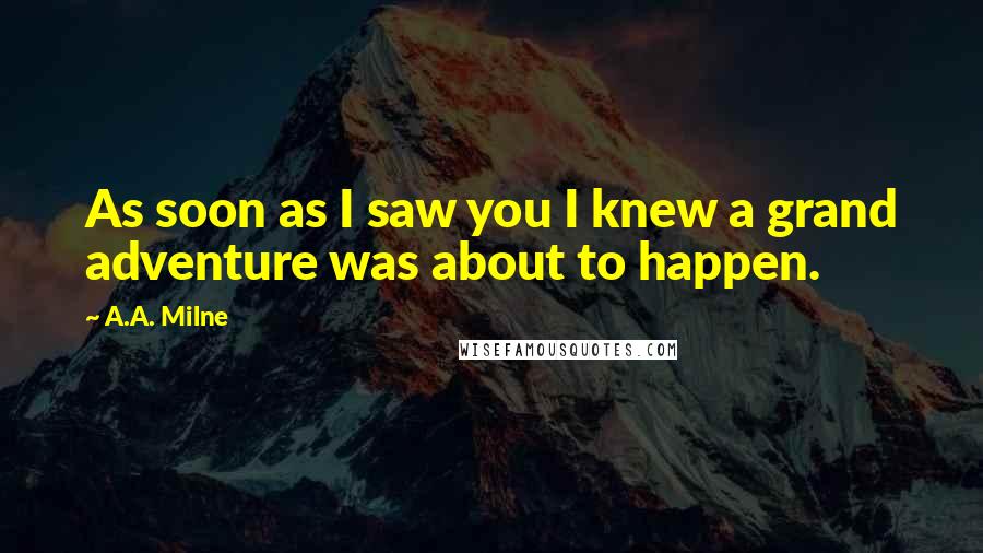A.A. Milne Quotes: As soon as I saw you I knew a grand adventure was about to happen.