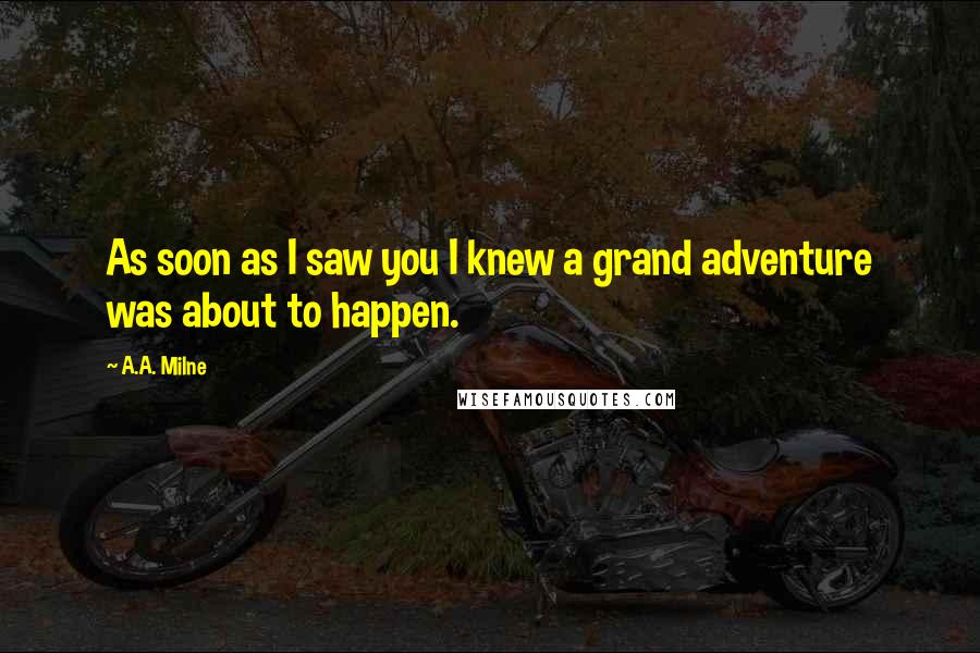 A.A. Milne Quotes: As soon as I saw you I knew a grand adventure was about to happen.