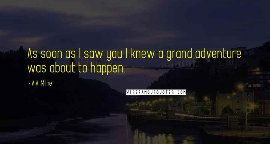 A.A. Milne Quotes: As soon as I saw you I knew a grand adventure was about to happen.