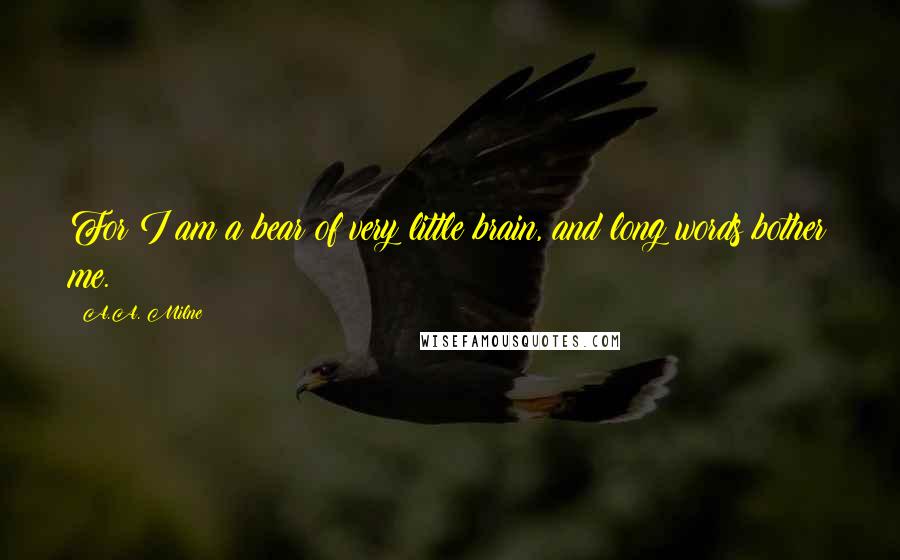 A.A. Milne Quotes: For I am a bear of very little brain, and long words bother me.