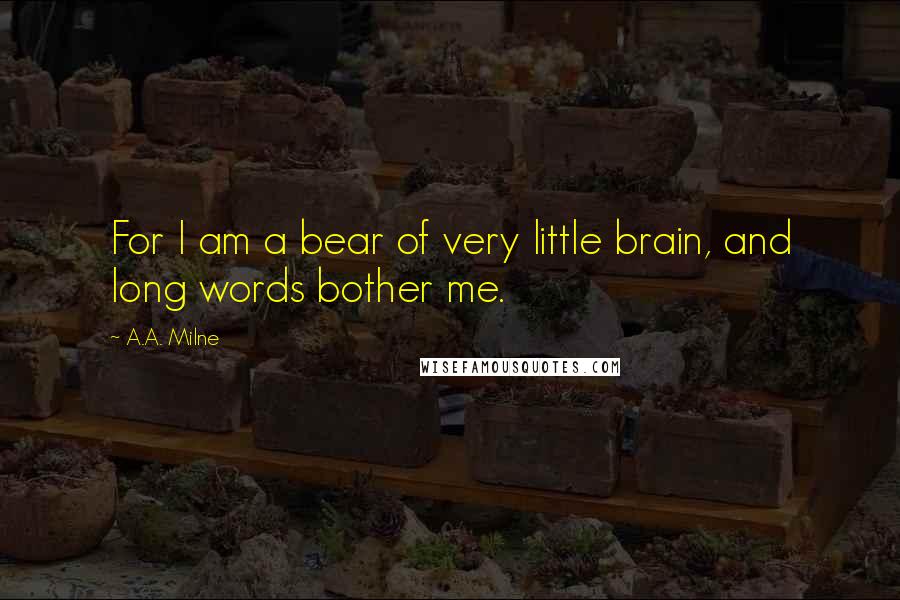 A.A. Milne Quotes: For I am a bear of very little brain, and long words bother me.