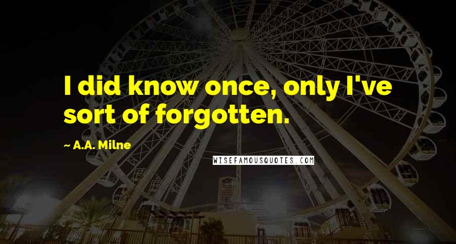 A.A. Milne Quotes: I did know once, only I've sort of forgotten.