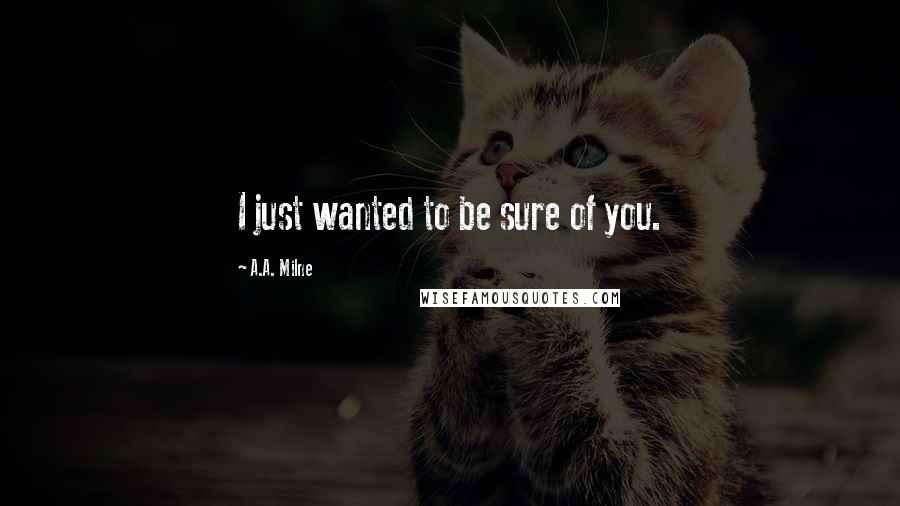 A.A. Milne Quotes: I just wanted to be sure of you.