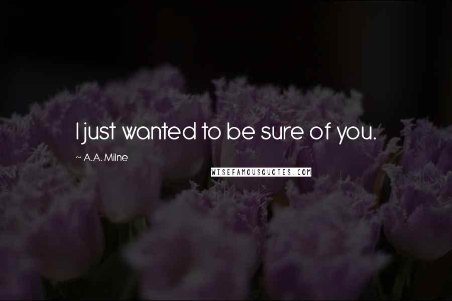 A.A. Milne Quotes: I just wanted to be sure of you.