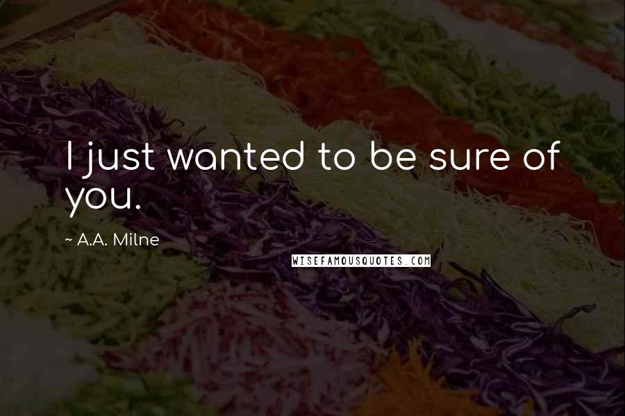 A.A. Milne Quotes: I just wanted to be sure of you.