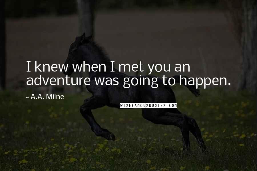 A.A. Milne Quotes: I knew when I met you an adventure was going to happen.