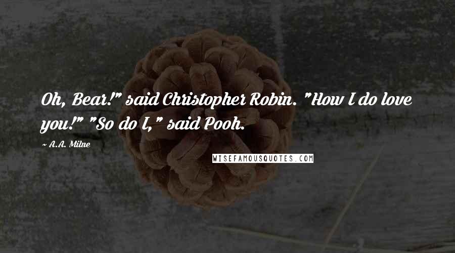 A.A. Milne Quotes: Oh, Bear!" said Christopher Robin. "How I do love you!" "So do I," said Pooh.