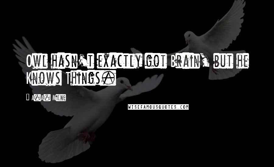 A.A. Milne Quotes: Owl hasn't exactly got Brain, but he Knows Things.
