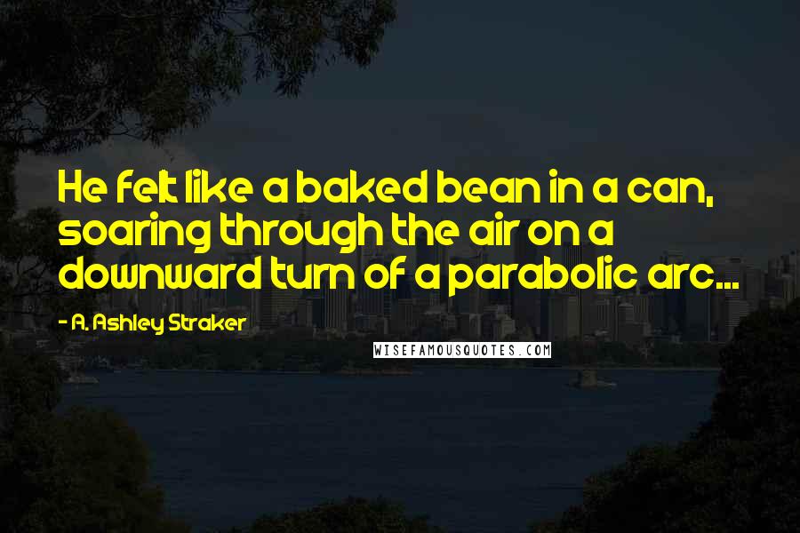 A. Ashley Straker Quotes: He felt like a baked bean in a can, soaring through the air on a downward turn of a parabolic arc...