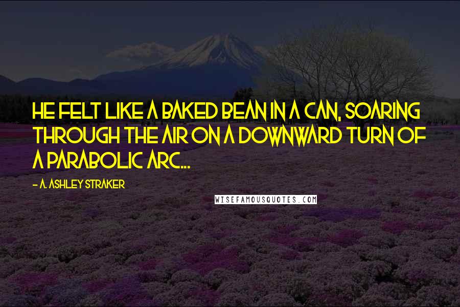 A. Ashley Straker Quotes: He felt like a baked bean in a can, soaring through the air on a downward turn of a parabolic arc...