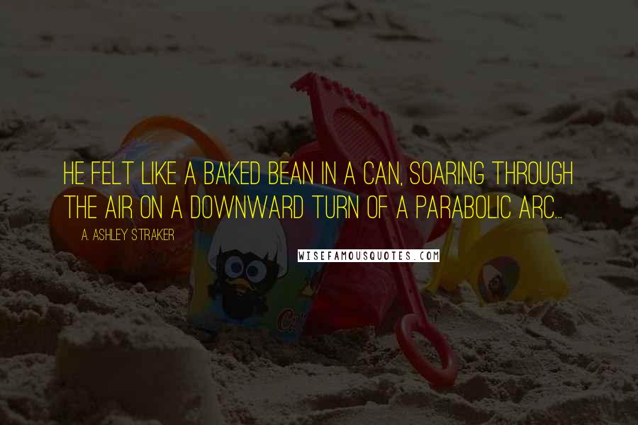 A. Ashley Straker Quotes: He felt like a baked bean in a can, soaring through the air on a downward turn of a parabolic arc...