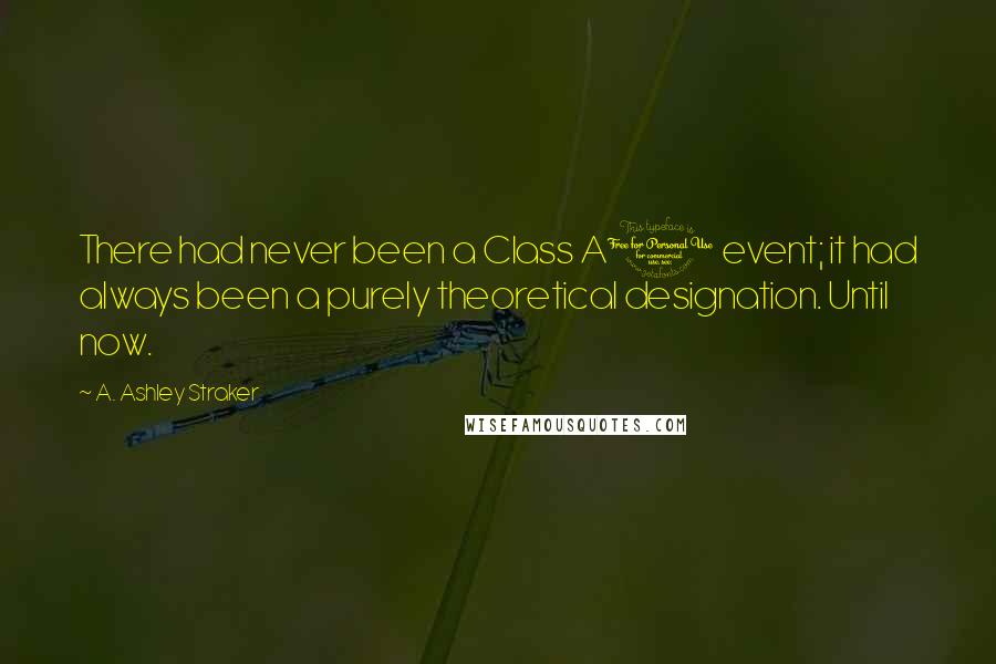 A. Ashley Straker Quotes: There had never been a Class A1 event; it had always been a purely theoretical designation. Until now.