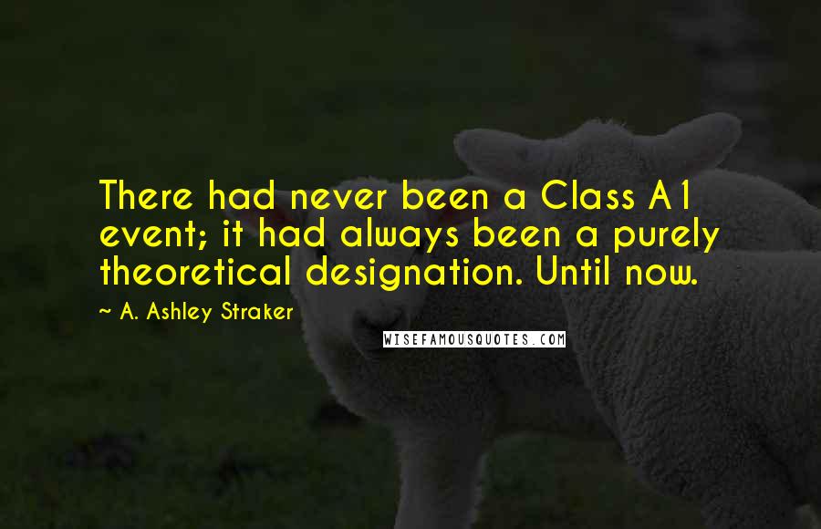 A. Ashley Straker Quotes: There had never been a Class A1 event; it had always been a purely theoretical designation. Until now.