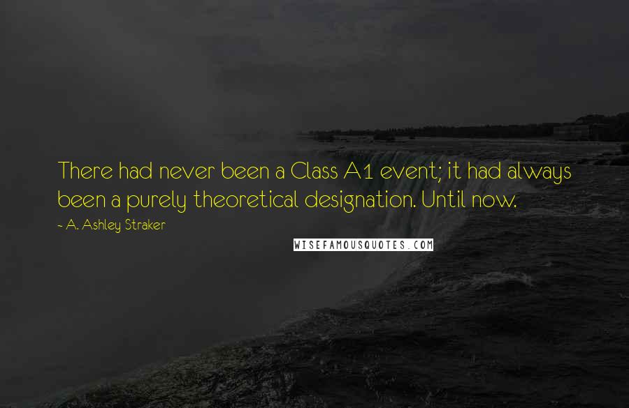 A. Ashley Straker Quotes: There had never been a Class A1 event; it had always been a purely theoretical designation. Until now.