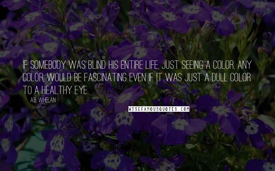 A.B. Whelan Quotes: If somebody was blind his entire life, just seeing a color, any color, would be fascinating even if it was just a dull color to a healthy eye.