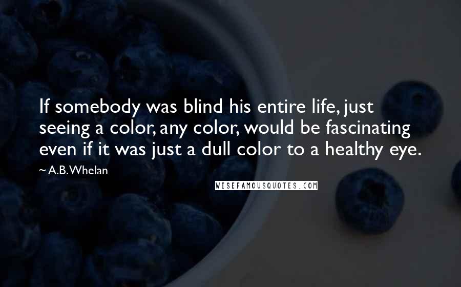 A.B. Whelan Quotes: If somebody was blind his entire life, just seeing a color, any color, would be fascinating even if it was just a dull color to a healthy eye.
