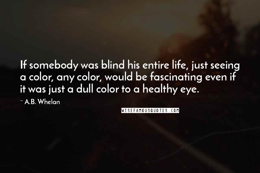 A.B. Whelan Quotes: If somebody was blind his entire life, just seeing a color, any color, would be fascinating even if it was just a dull color to a healthy eye.