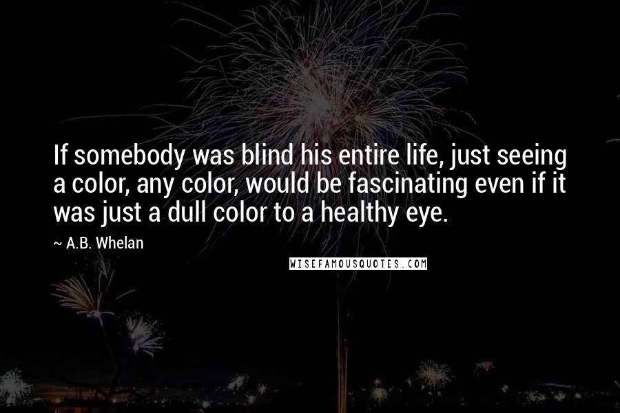 A.B. Whelan Quotes: If somebody was blind his entire life, just seeing a color, any color, would be fascinating even if it was just a dull color to a healthy eye.