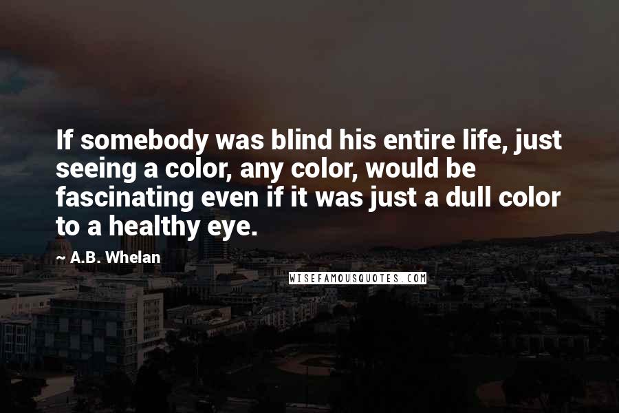 A.B. Whelan Quotes: If somebody was blind his entire life, just seeing a color, any color, would be fascinating even if it was just a dull color to a healthy eye.