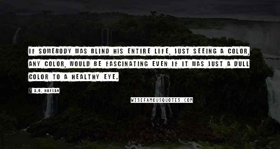 A.B. Whelan Quotes: If somebody was blind his entire life, just seeing a color, any color, would be fascinating even if it was just a dull color to a healthy eye.