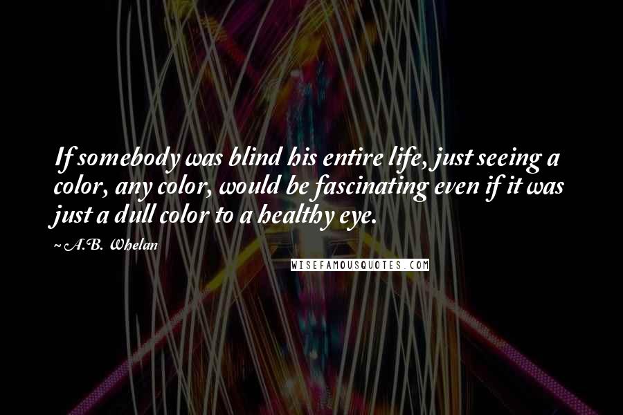 A.B. Whelan Quotes: If somebody was blind his entire life, just seeing a color, any color, would be fascinating even if it was just a dull color to a healthy eye.