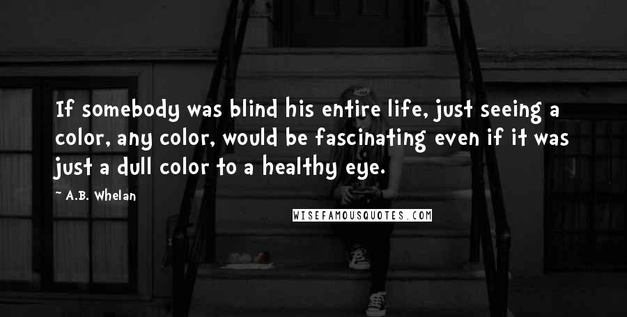 A.B. Whelan Quotes: If somebody was blind his entire life, just seeing a color, any color, would be fascinating even if it was just a dull color to a healthy eye.