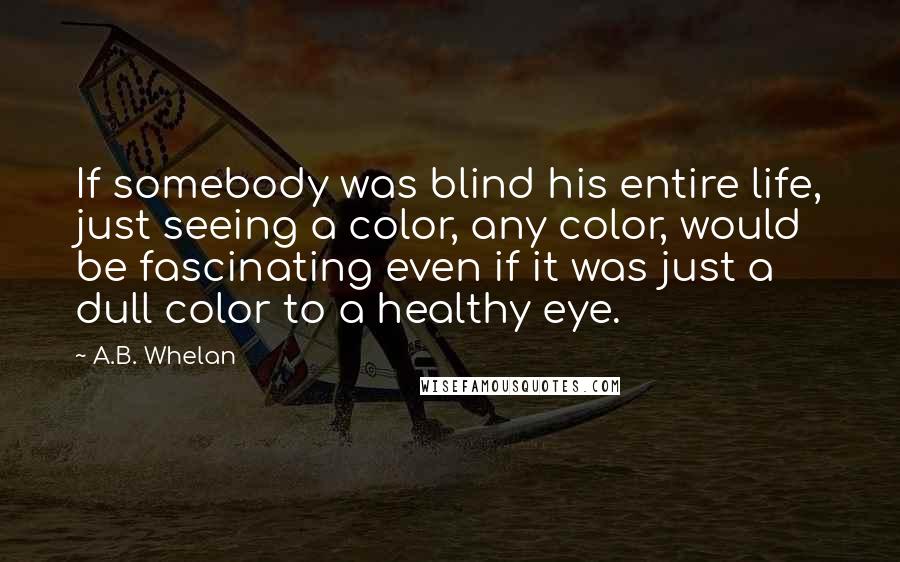 A.B. Whelan Quotes: If somebody was blind his entire life, just seeing a color, any color, would be fascinating even if it was just a dull color to a healthy eye.