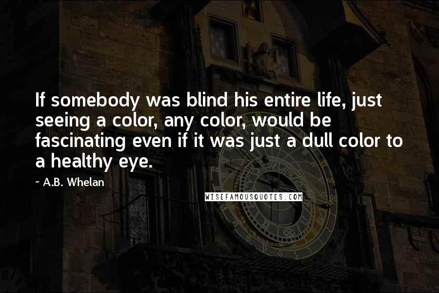 A.B. Whelan Quotes: If somebody was blind his entire life, just seeing a color, any color, would be fascinating even if it was just a dull color to a healthy eye.