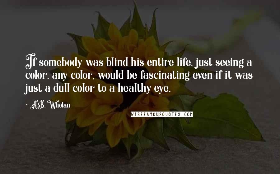A.B. Whelan Quotes: If somebody was blind his entire life, just seeing a color, any color, would be fascinating even if it was just a dull color to a healthy eye.
