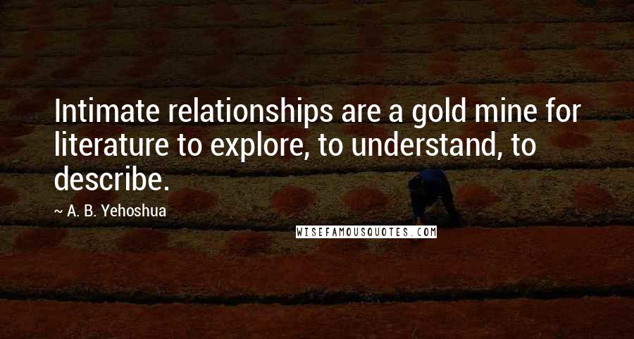 A. B. Yehoshua Quotes: Intimate relationships are a gold mine for literature to explore, to understand, to describe.