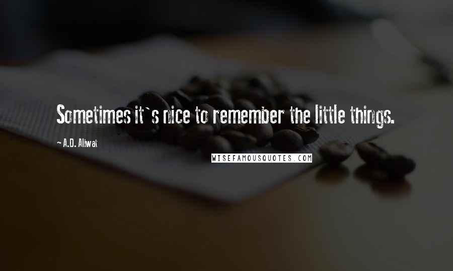 A.D. Aliwat Quotes: Sometimes it's nice to remember the little things.