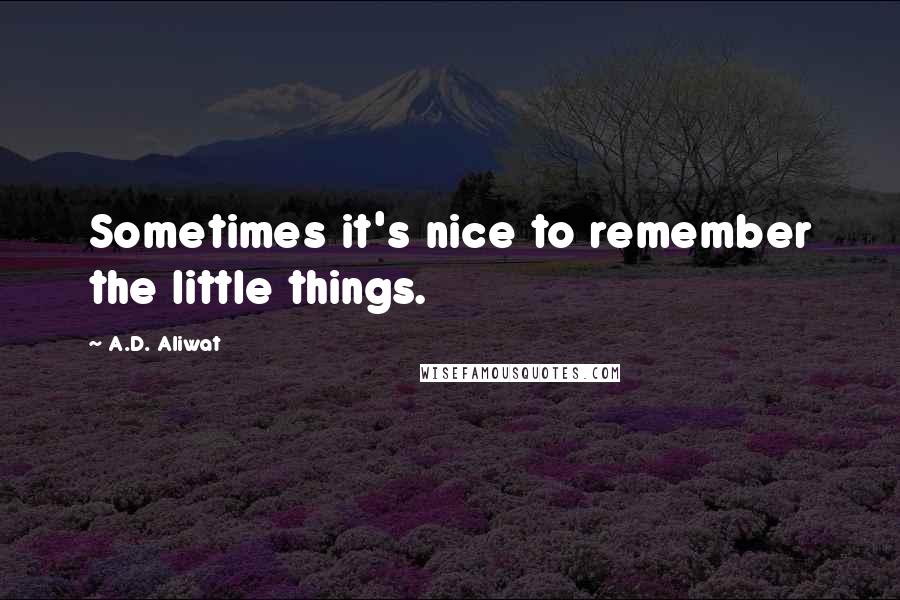 A.D. Aliwat Quotes: Sometimes it's nice to remember the little things.