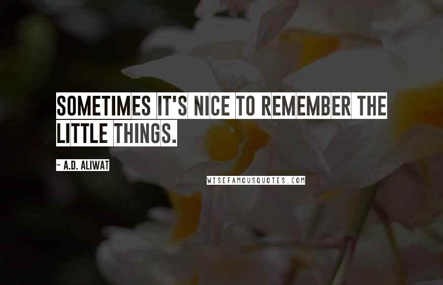 A.D. Aliwat Quotes: Sometimes it's nice to remember the little things.