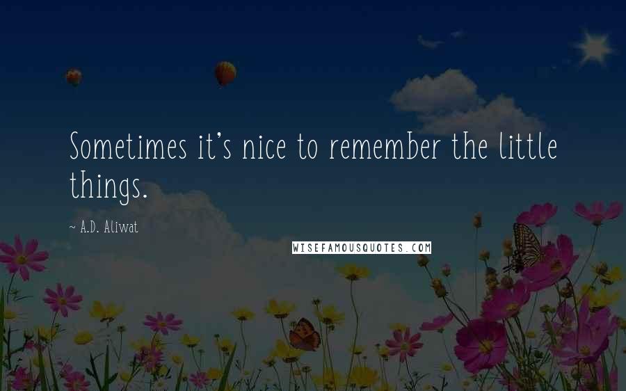 A.D. Aliwat Quotes: Sometimes it's nice to remember the little things.