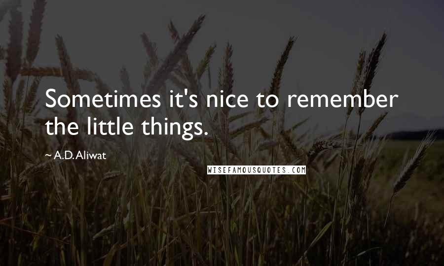 A.D. Aliwat Quotes: Sometimes it's nice to remember the little things.