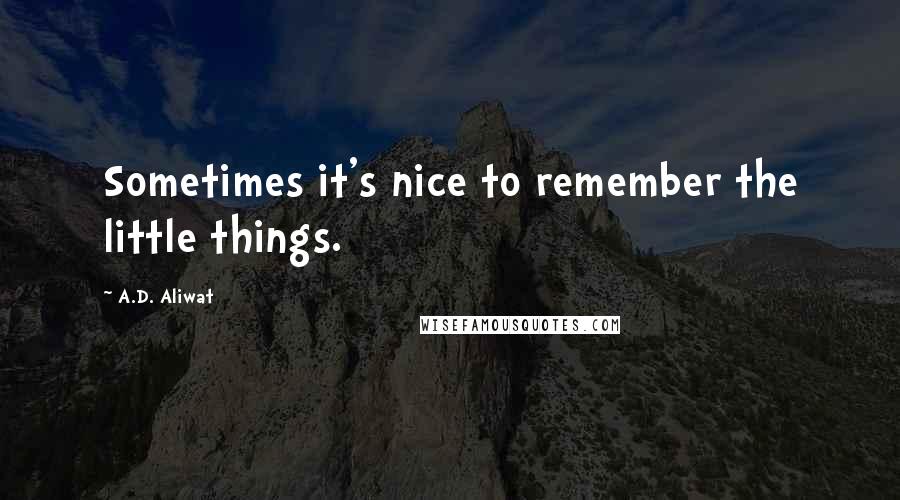 A.D. Aliwat Quotes: Sometimes it's nice to remember the little things.