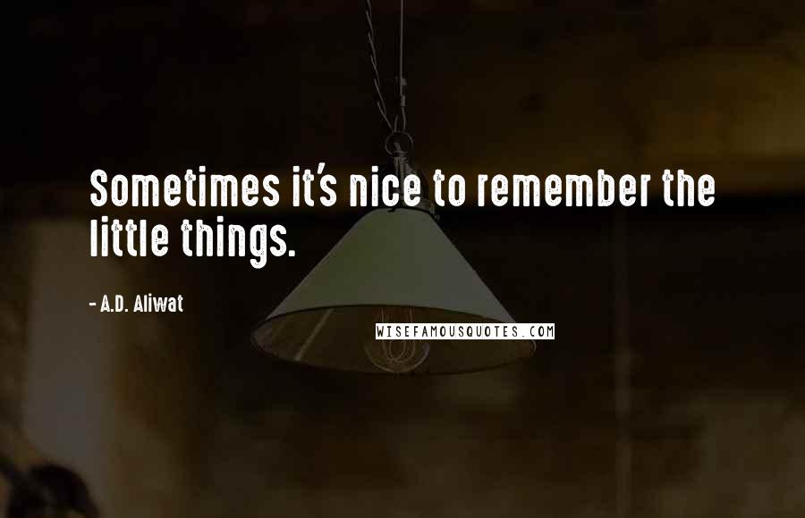 A.D. Aliwat Quotes: Sometimes it's nice to remember the little things.