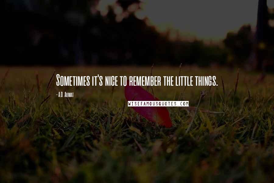 A.D. Aliwat Quotes: Sometimes it's nice to remember the little things.