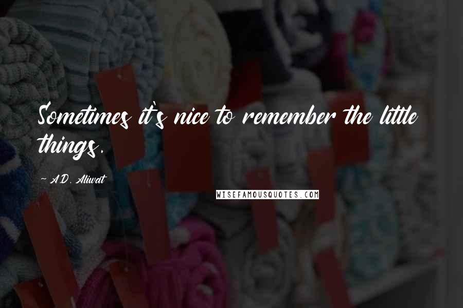 A.D. Aliwat Quotes: Sometimes it's nice to remember the little things.