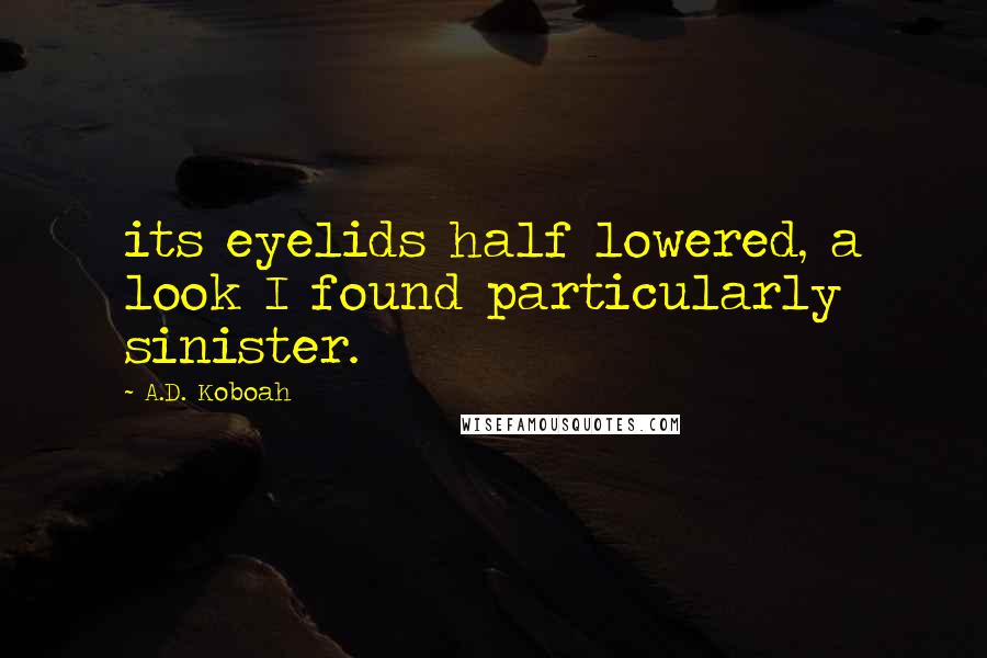 A.D. Koboah Quotes: its eyelids half lowered, a look I found particularly sinister.