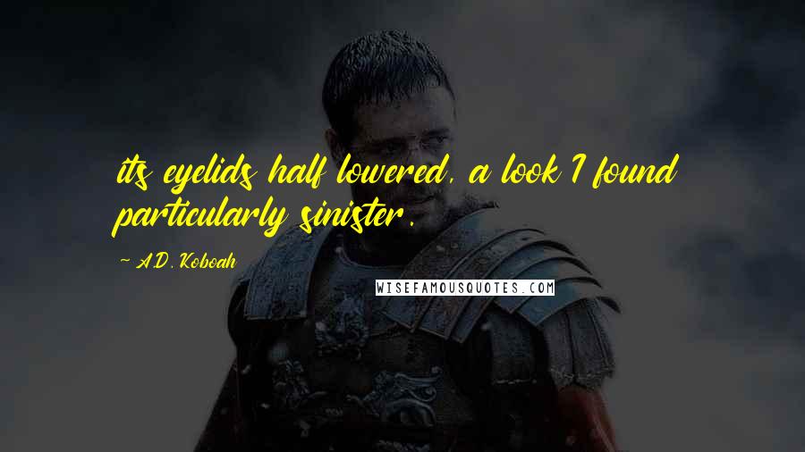 A.D. Koboah Quotes: its eyelids half lowered, a look I found particularly sinister.